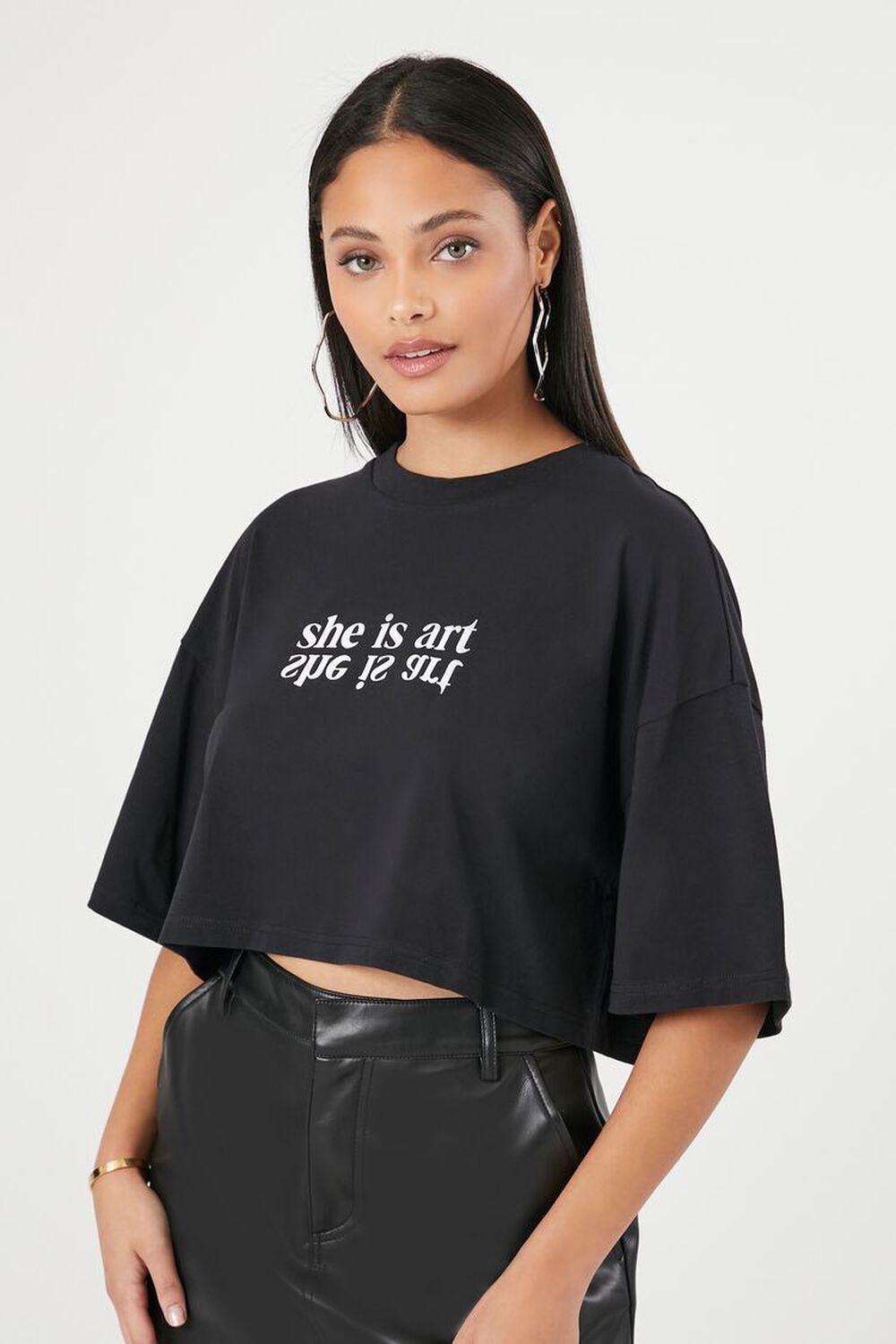 She Is Art Cropped Graphic Tee